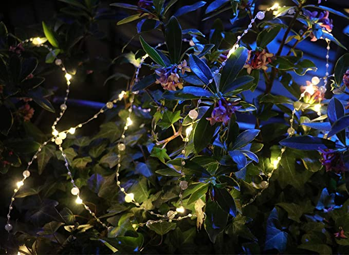 (10m) 100 LED's Deko Lichterkette Perlen Beleuchtung (Batteriebetrieben) - Warmweiss