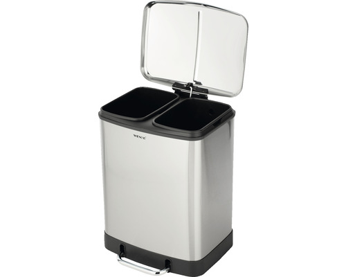Wenko Easy Close pedaalemmer, 2 compartimenten (2 x 12 liter), antraciet metallic