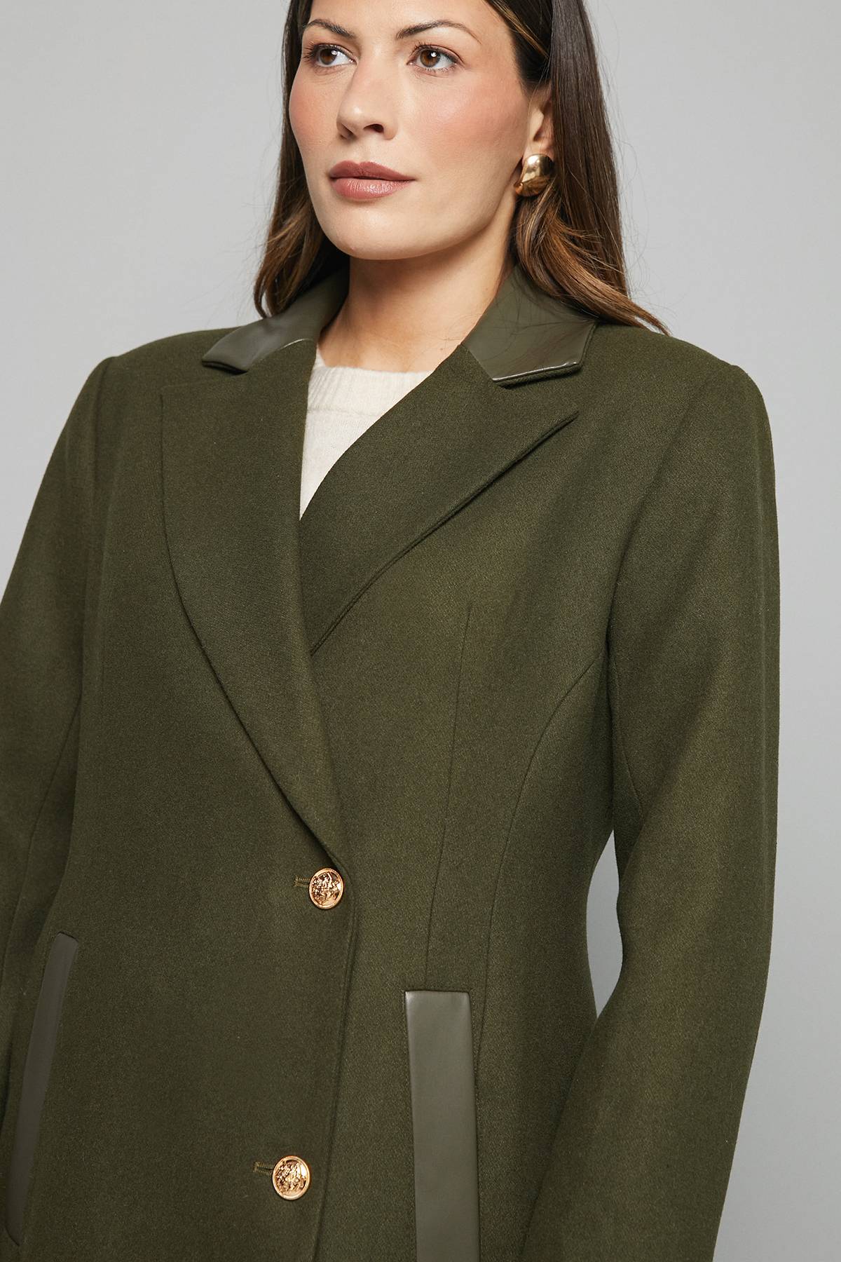 Wallis Manteau Maxi en Mélange de Laine avec Détails de Poches
