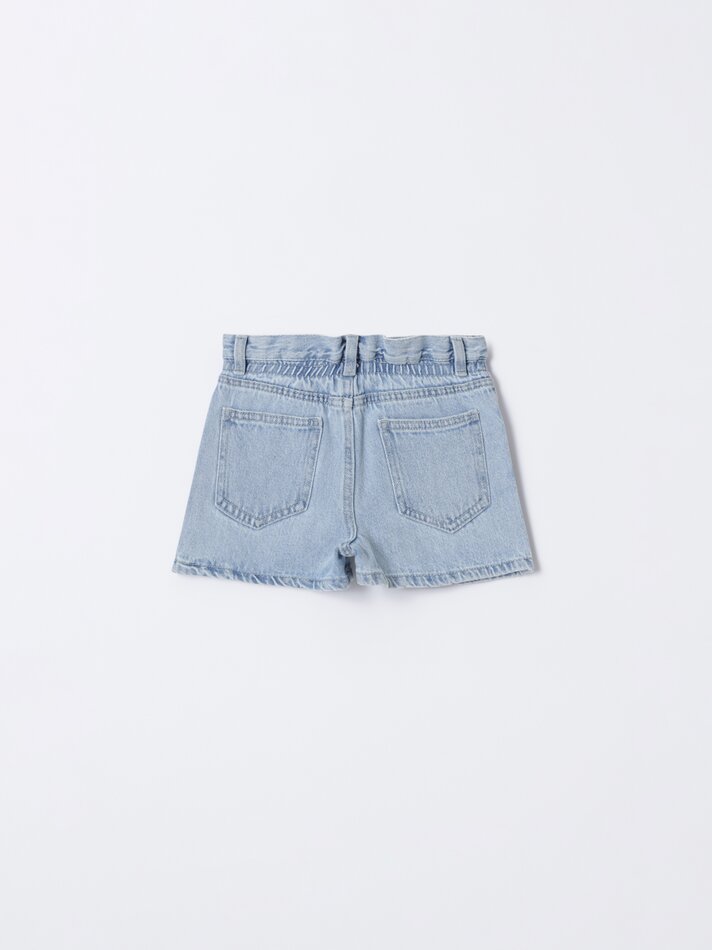 Shorts jeans Paperbag - Índigo