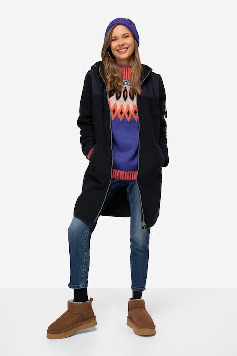 Hoodie-Jacke, Teddyfleece, Kapuze, Langarm, OEKO-TEX