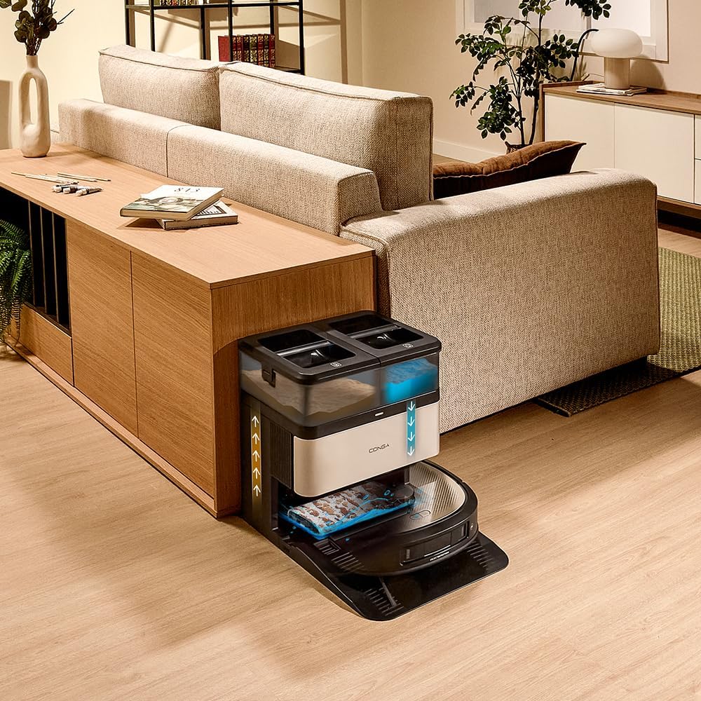 Cecotec Saugroboter und Wischroboter mit Selbstentleerungsstation, KI und Laser Conga Z100 X-Treme. Lasernavigation und Künstliche Intelligenz, 20000Pa, Professionelles Wischen, XXL Bimaterial-Mopp
