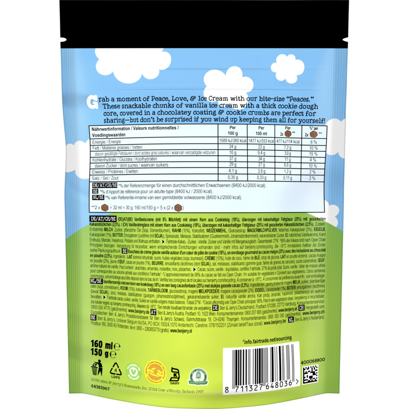 Ben & Jerry's Peaces cookie dough