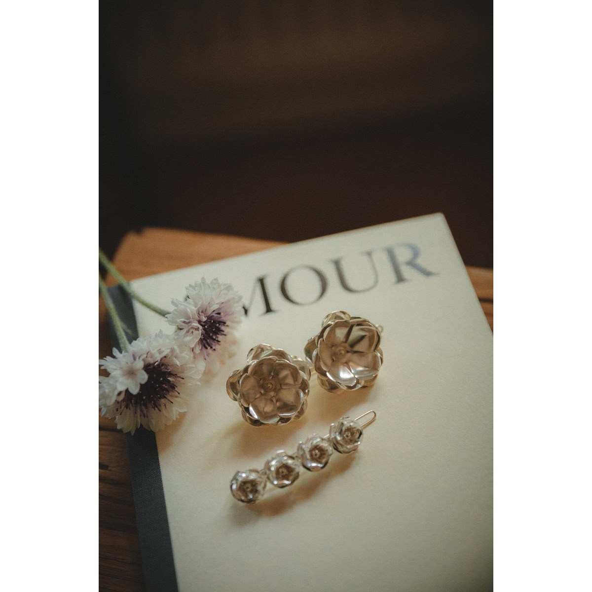 maxi barrette fleurs plaqué argent - AGLAÉ