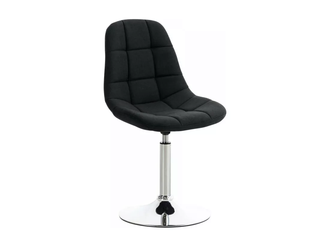 Chaise de bureau - Tissu & Métal chromé - Noir - Emil