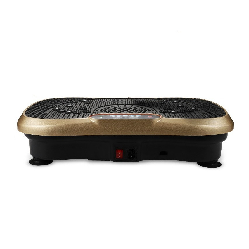 Fitness Vibrationsplatte Körper Massagegerät mit 99 Intensitätsstufen inkl. Widerstandsbändern - Schwarz / Gold