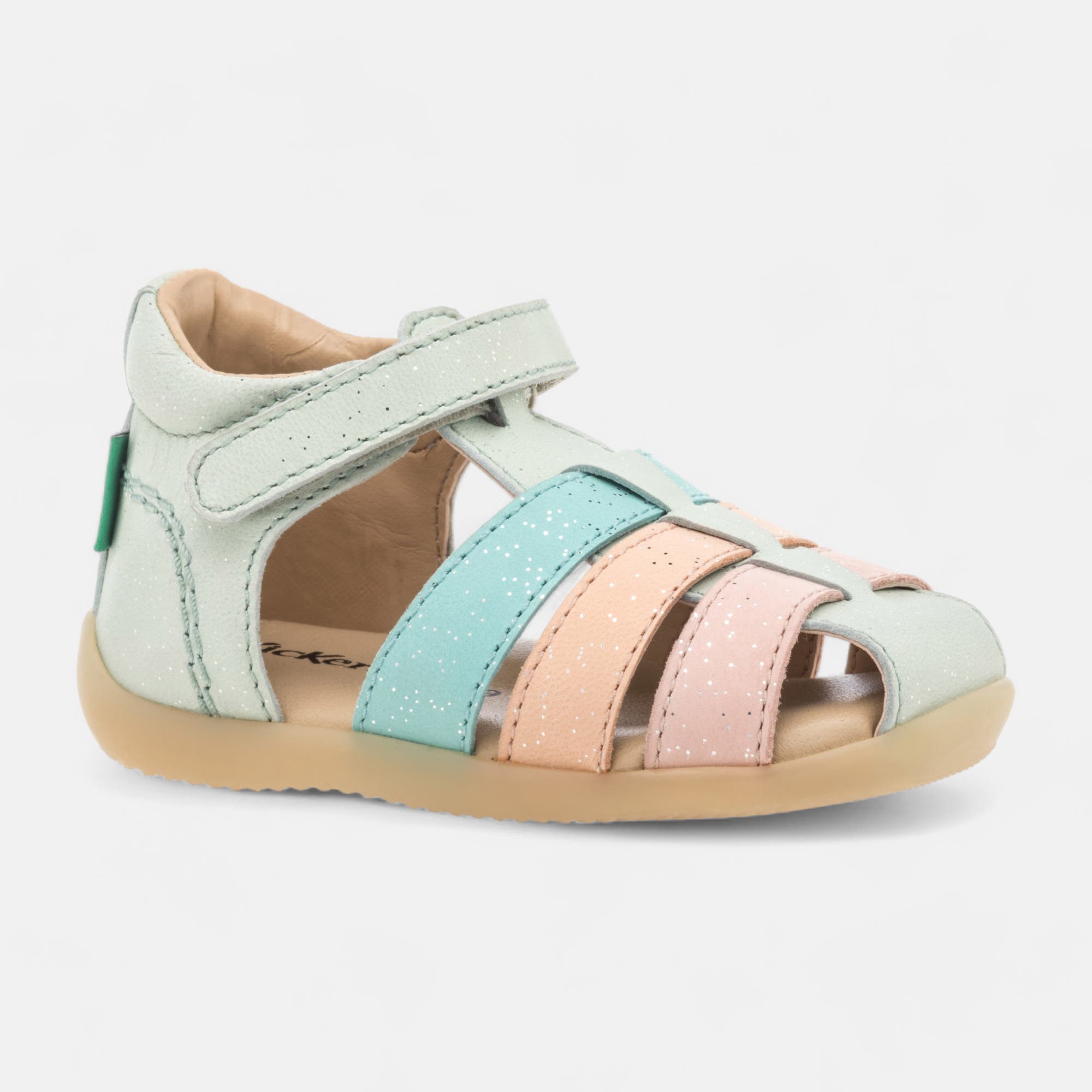 Nu-pieds Bébé fille en cuir multicolore