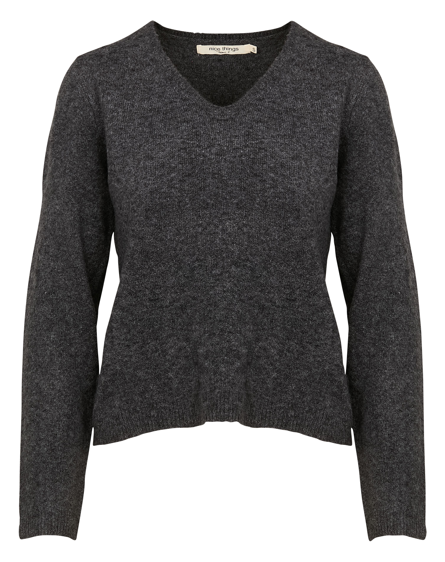 Pull ajusté à col V | Gris