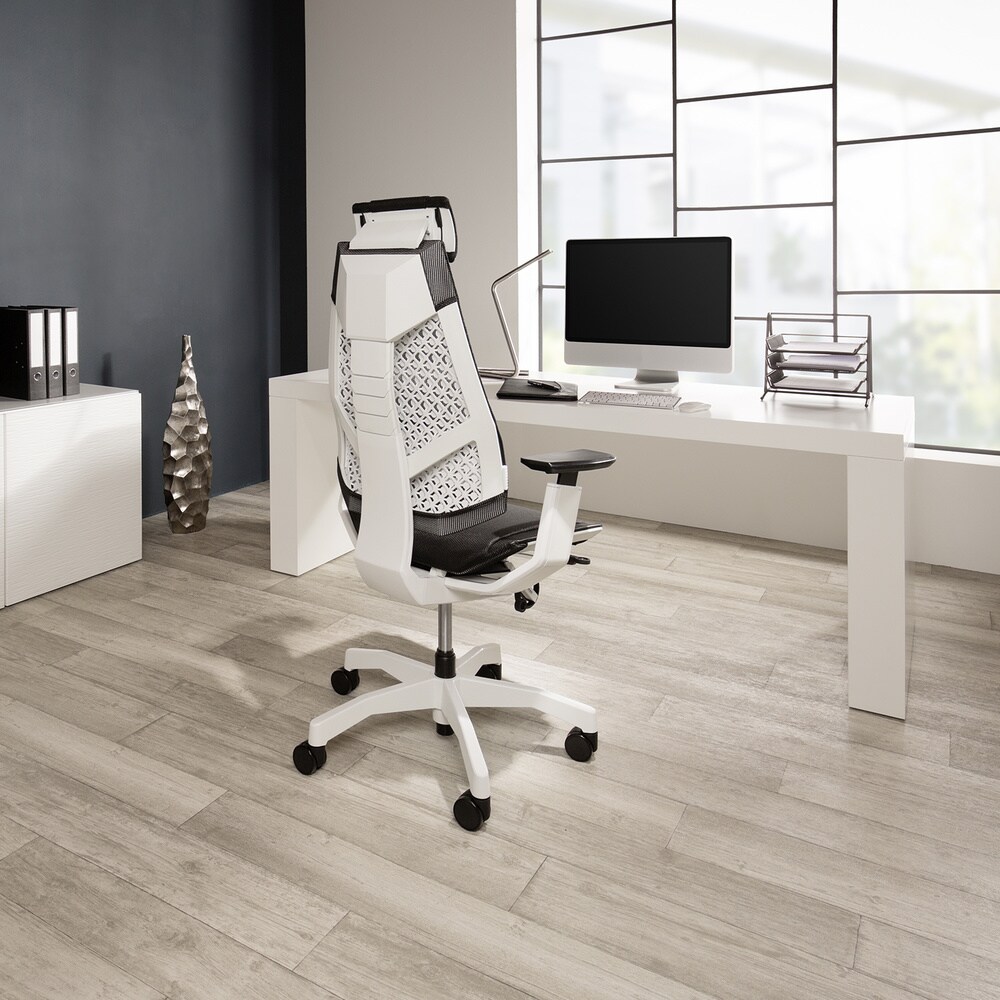 High End Bürostuhl GENIDIA PRO WHITE Netzstoff mit Armlehnen hjh OFFICE