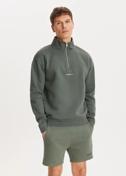 Brushed half zip sweater groen (GRN.O)