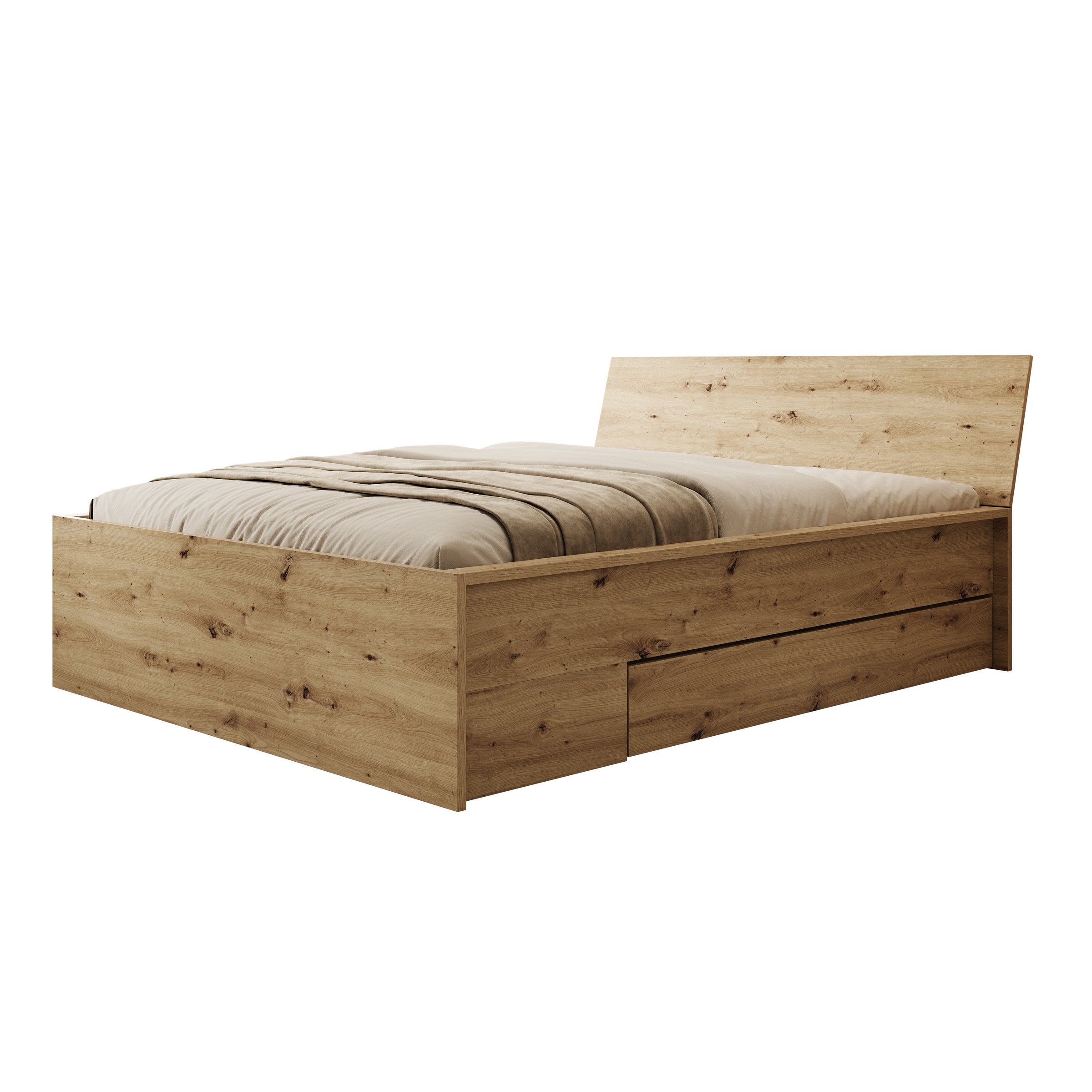 Brett - Tweepersoonsbed met lade - Eiken - 160x200 cm