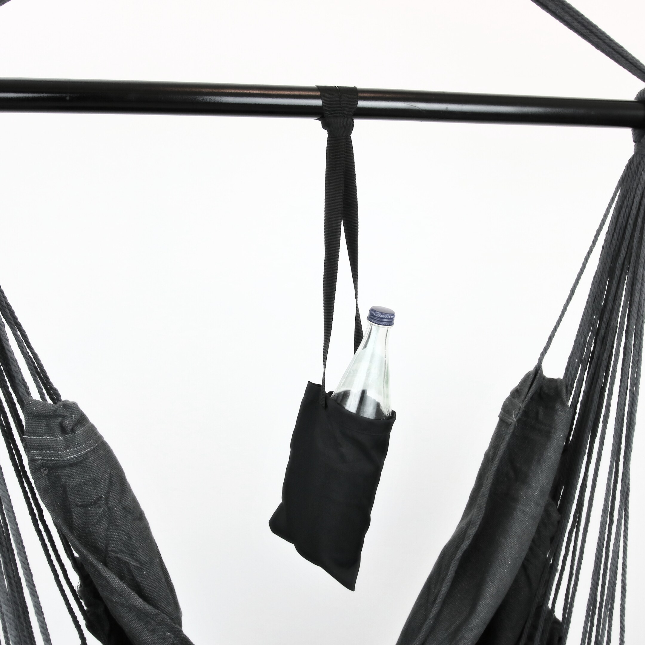 deluxe4home® Hängesessel mit 2 Kissen, Bücherfach und Kuscheldecke | Hellgrau
