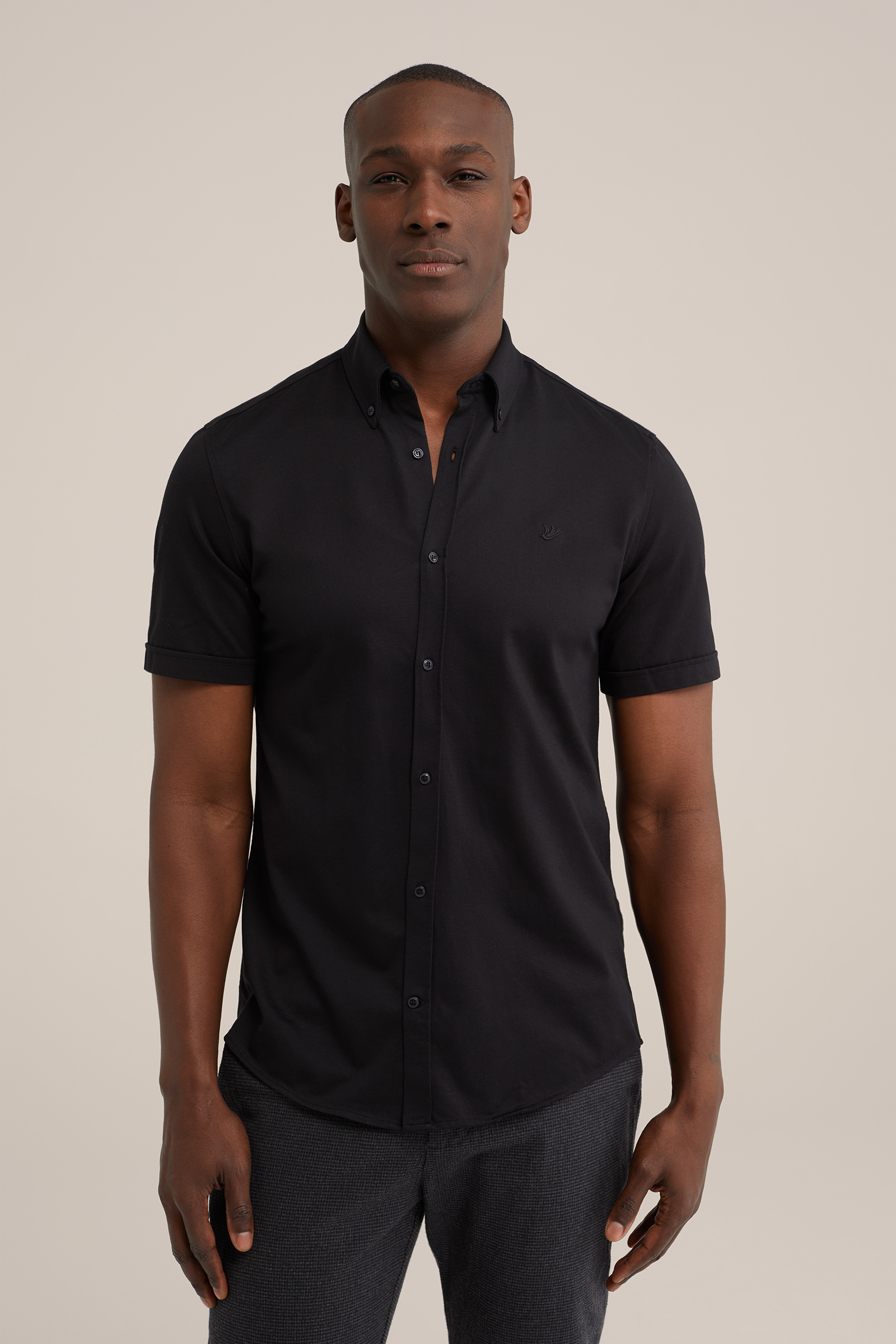 slim fit overhemd met stretch WE Fashion Zwart