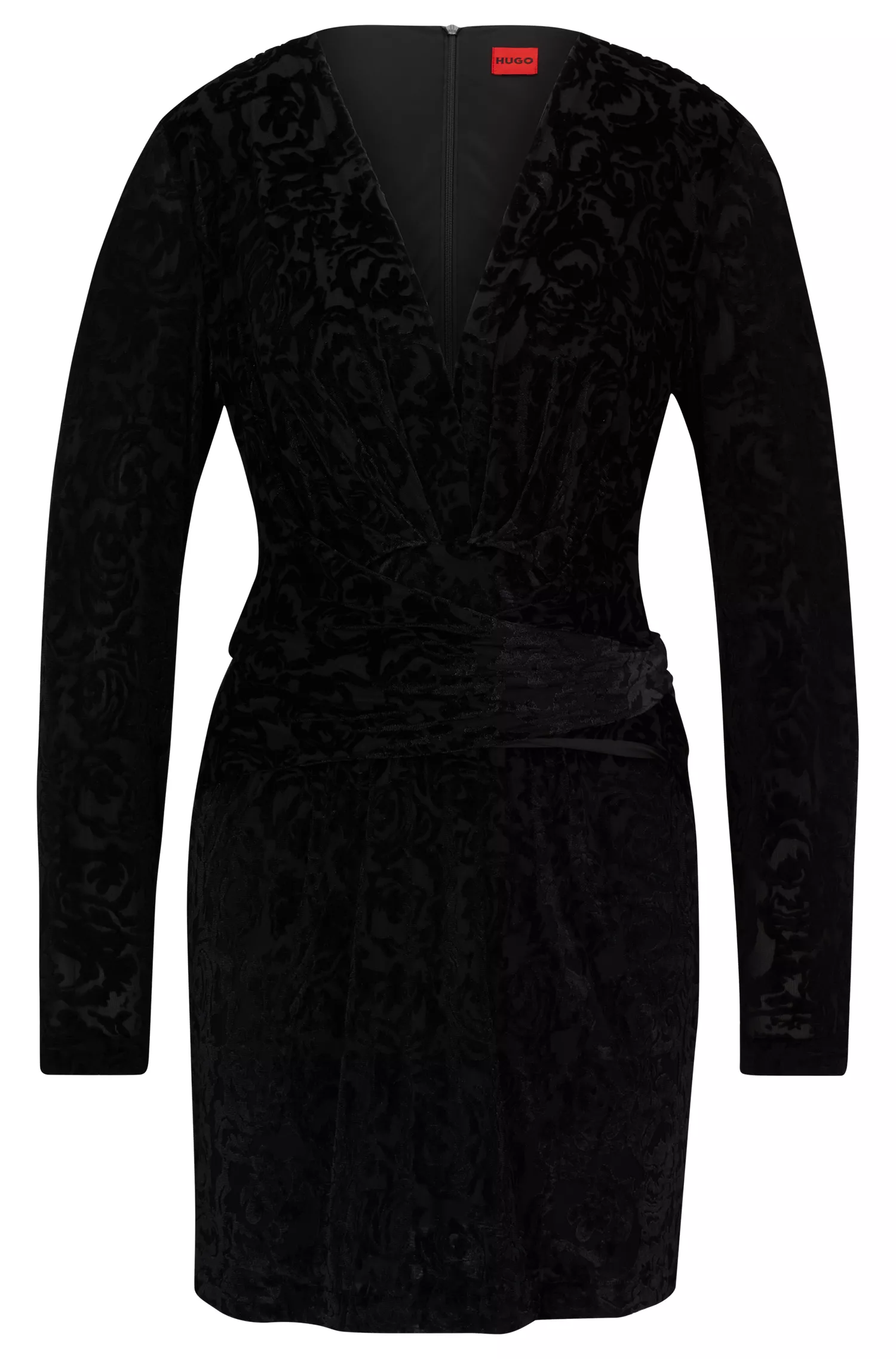 Vestido HUGO vermelho de mangas compridas com estampa de rosas