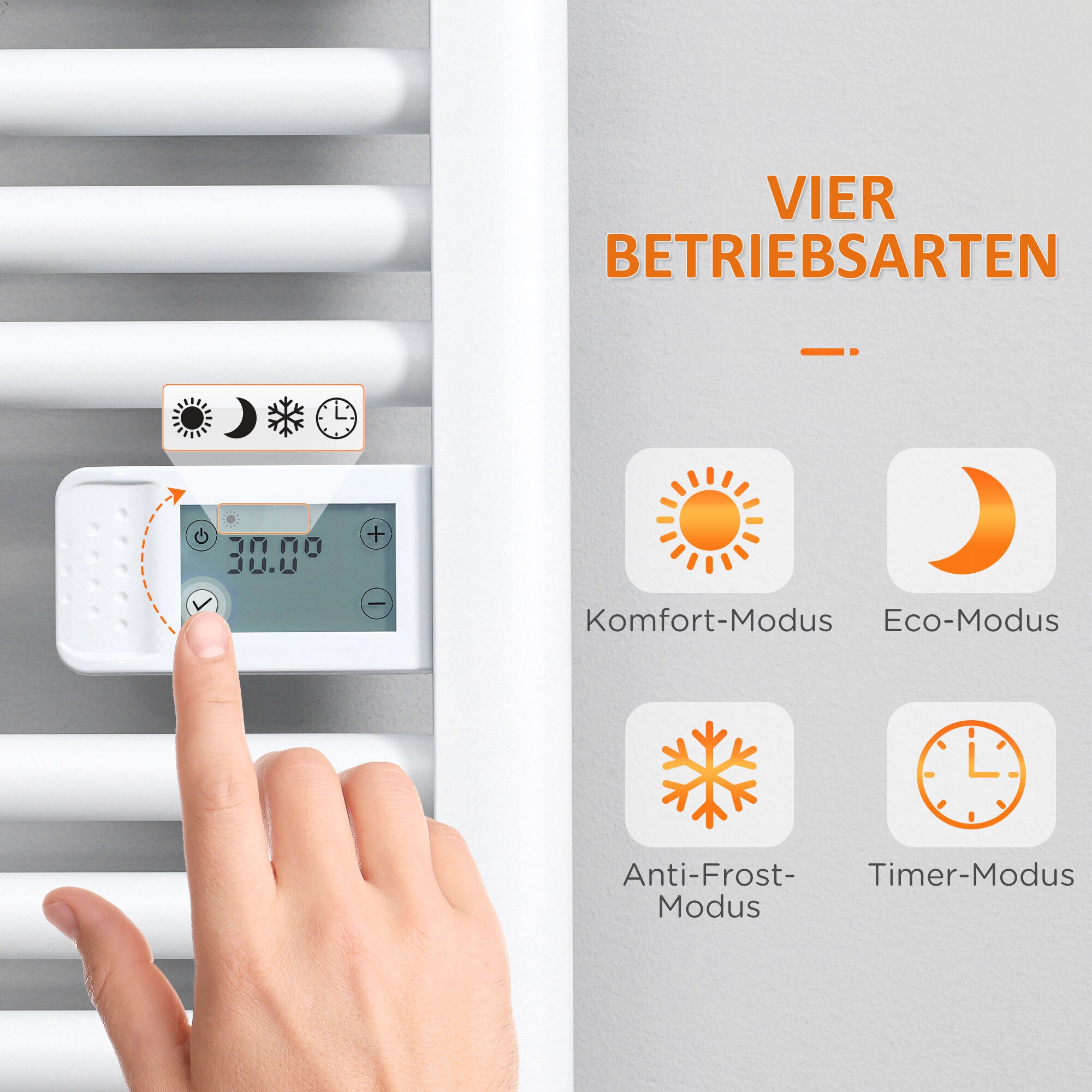 HOMCOM Handtuchwärmer mit Überhitzungsschutz weiß 54L x 4B x 96H cm