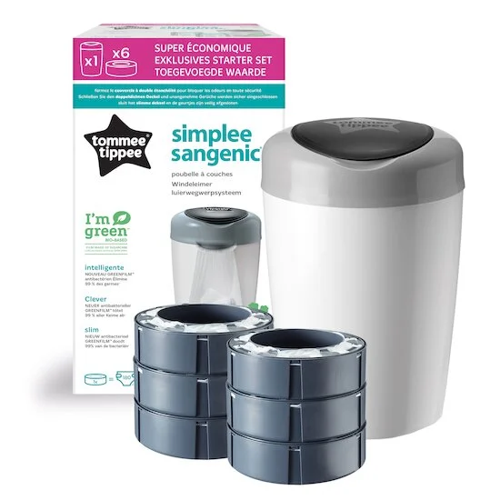 Poubelle à Couches Simplee, 6x Recharges   Gris        de               Tommee Tippee
