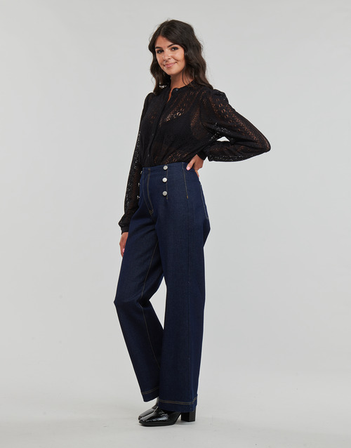 Vila - VIUMMA BUTTON HW WIDE JEANS/ C25 - Bleu Brut