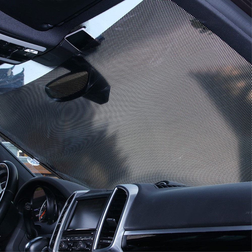 (40x130cm) Praktische Sonnenblende Sonnenschutz für das Auto mit Saugnapfhalterung - Schwarz