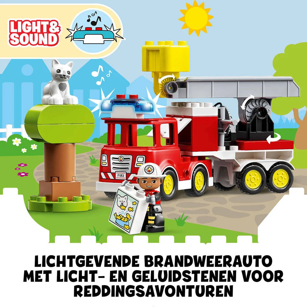 Town Brandweerauto, Educatief Peuter Speelgoed met Dieren Figuur 10969