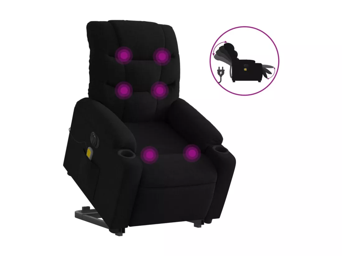Fauteuil inclinable massant électrique Noir Tissu