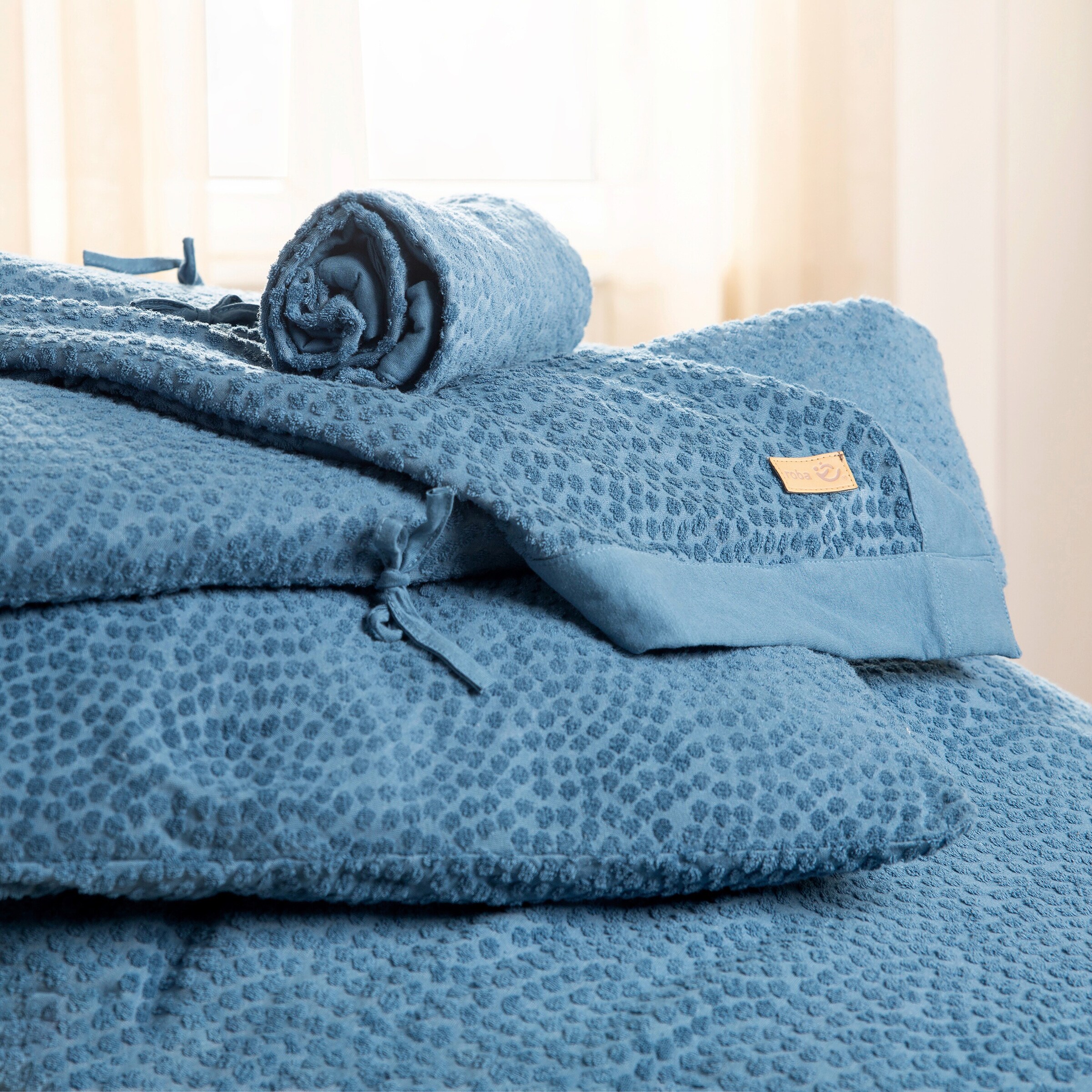 roba Baby-Einschlagdecke 'Seashells' indigo