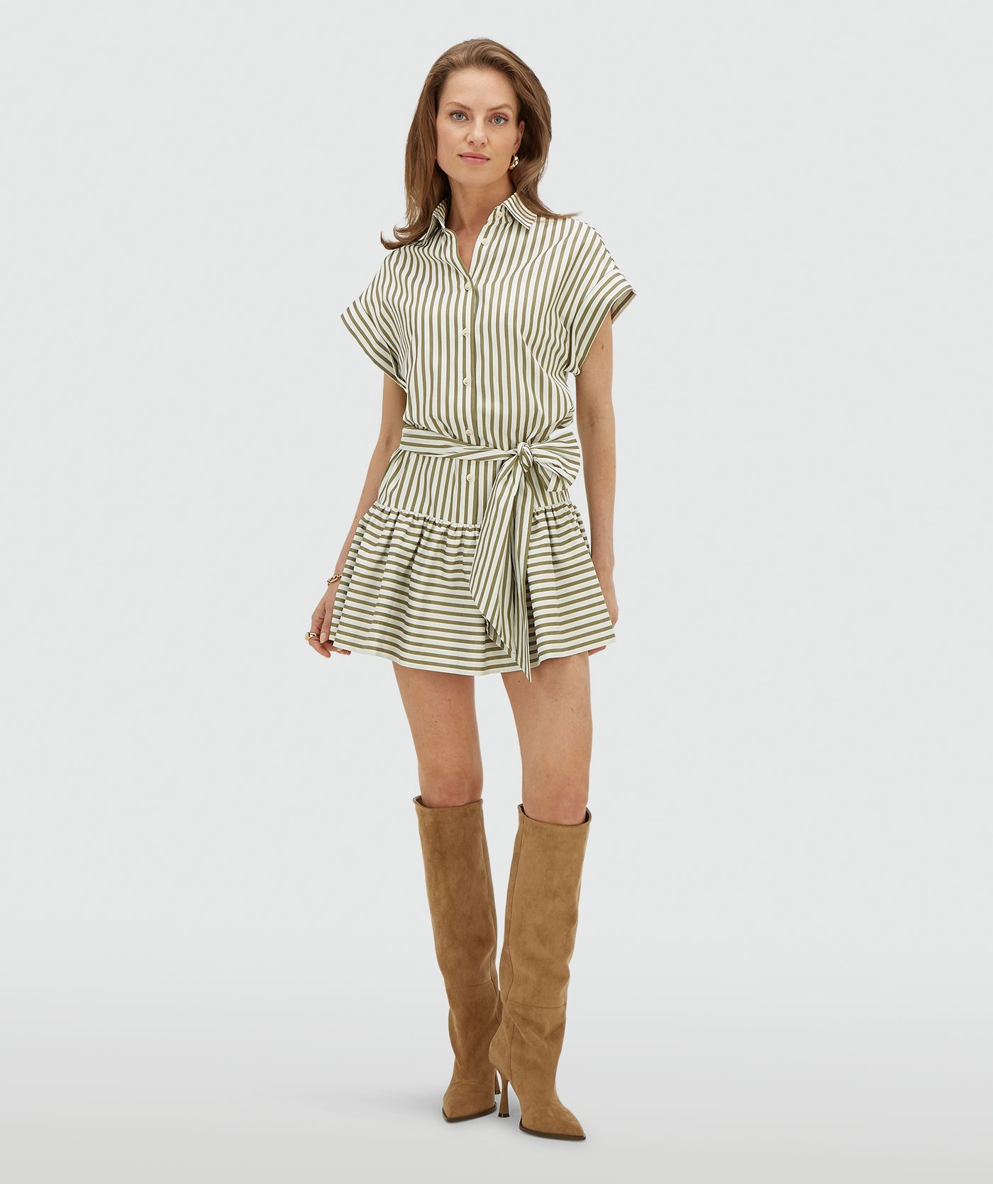 JV-CATO oversized blousejurk met strepen - dark pistachio stripe