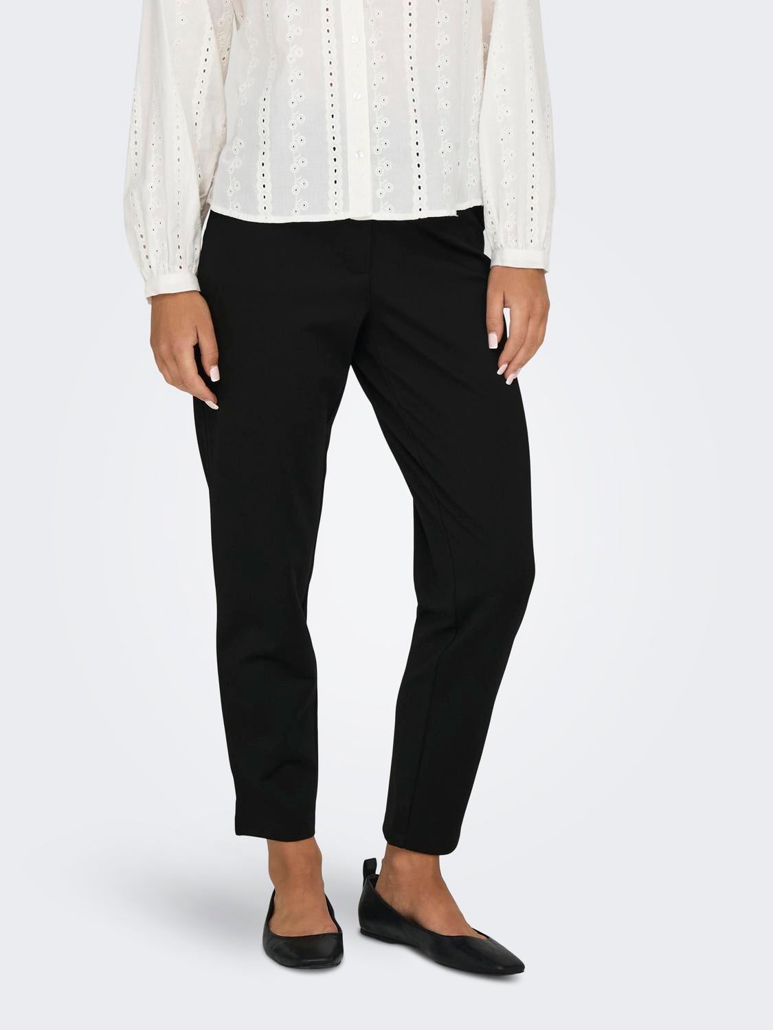 JDYNEW Mittlere Taille Normal geschnitten Chino Hose Black