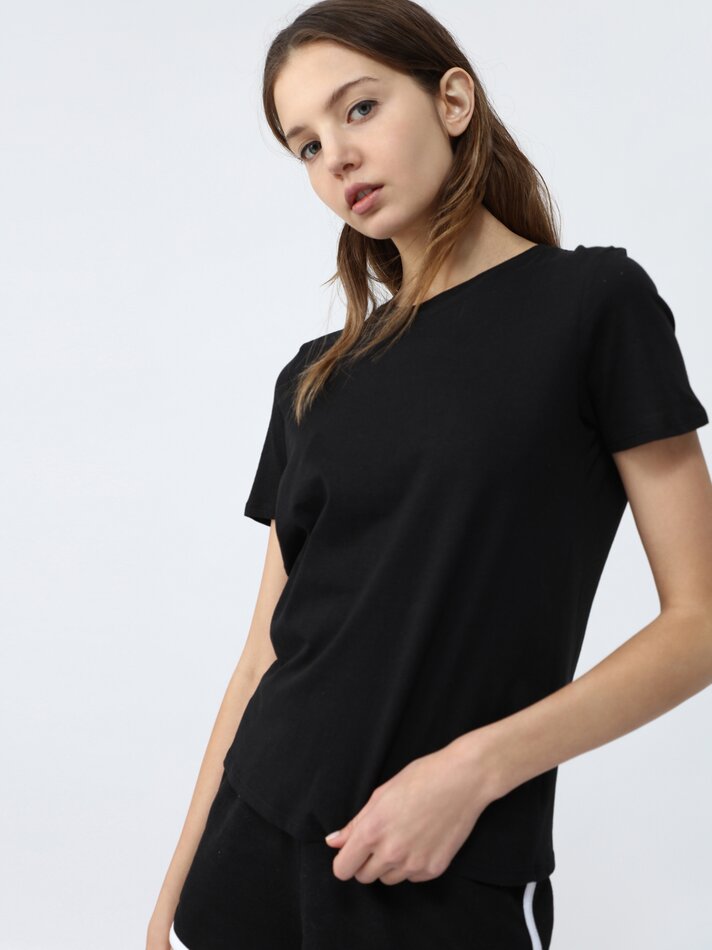 Pacote com 4 camisetas de gola redonda sortidas - Preto/Cru