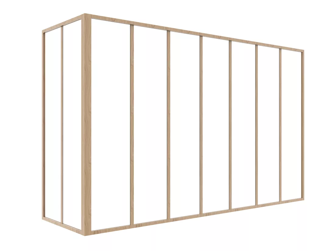 Verrière d'angle d'atelier en aluminium thermolaqué - L210 x L60 x H130 - Naturel clair - BAYVIEW