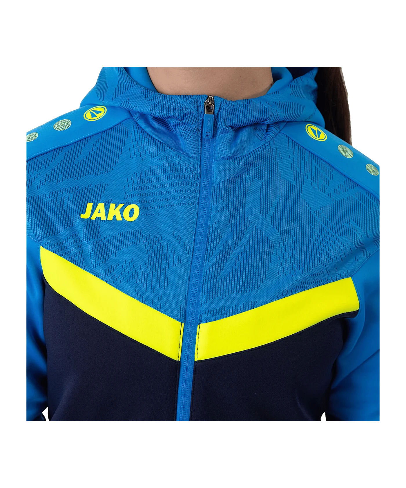 JAKO Icon Kapuzenjacke Damen Blau Gelb F914