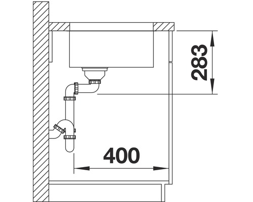 Blanco SUPRA 500-U spoelbak, 530 x 430 mm, roestvrij staal, geborstelde afwerking, 518205
