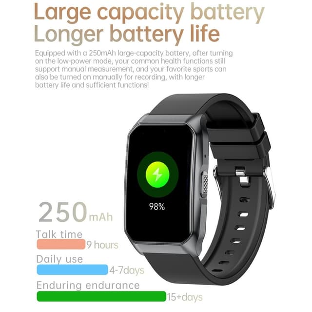 Smartwatch med opkald Bluetooth-sundhedsmåler Fitnesstracker Smartwatch