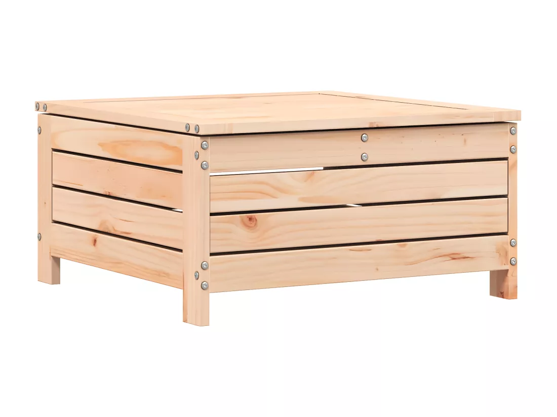 Repose-pied de jardin avec coussin bois de pin massif