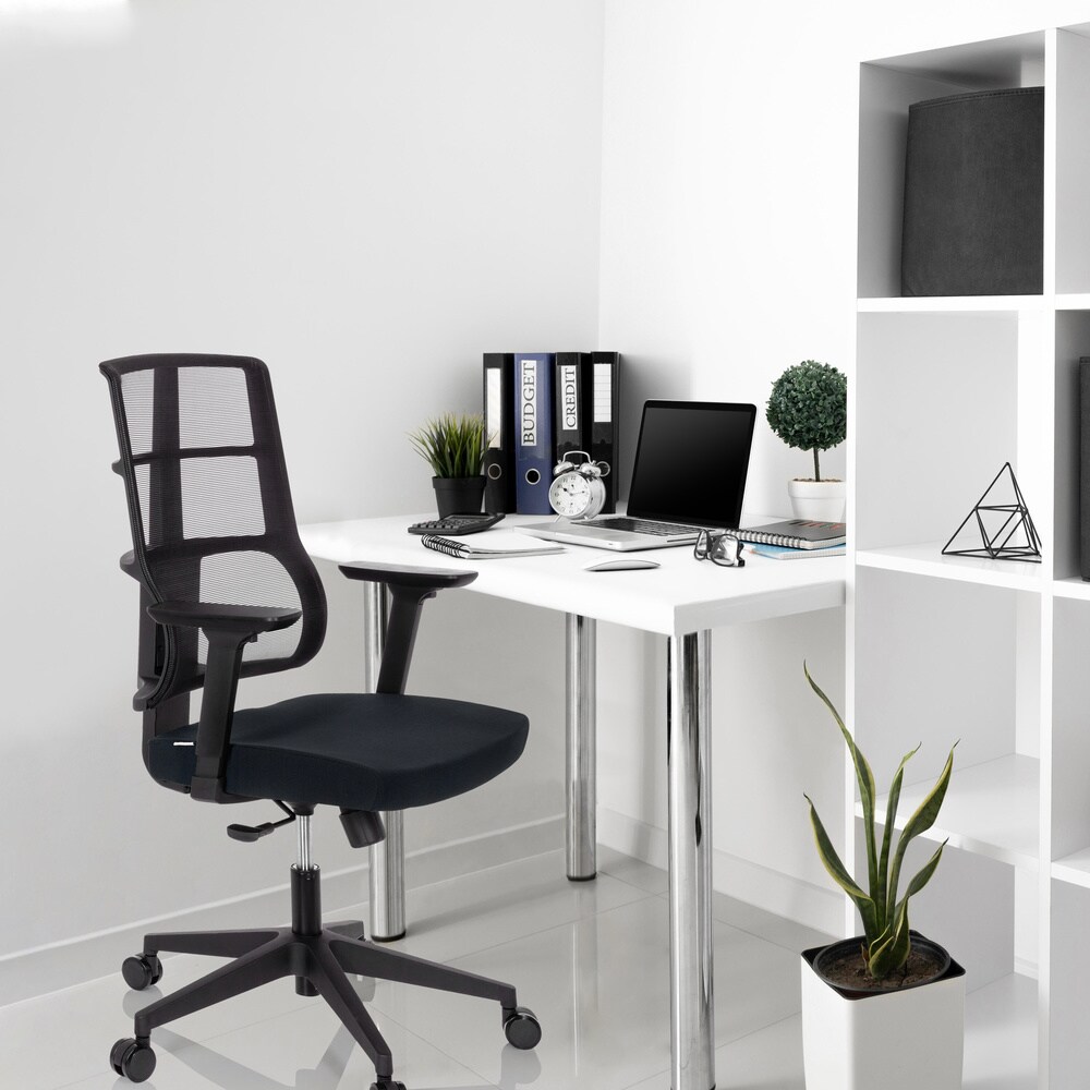 Profi Bürostuhl SPINIO Stoff/Netzstoff mit Armlehnen (höhenverstellbar) hjh OFFICE