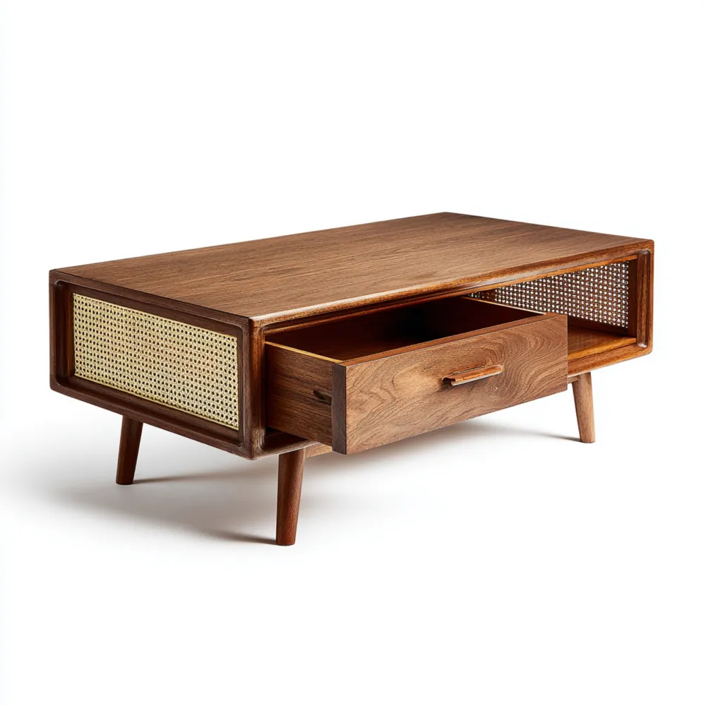 Couchtisch Massivholz 100x50x40 cm – Dunkelbraun – Skandinavisches Des