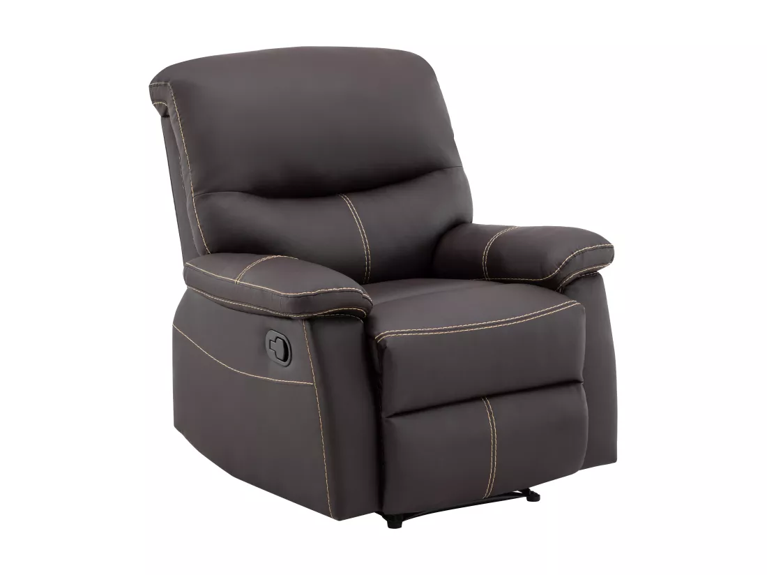 Canapés 3 places 2 places et un fauteuil relax en simili marron CANBY