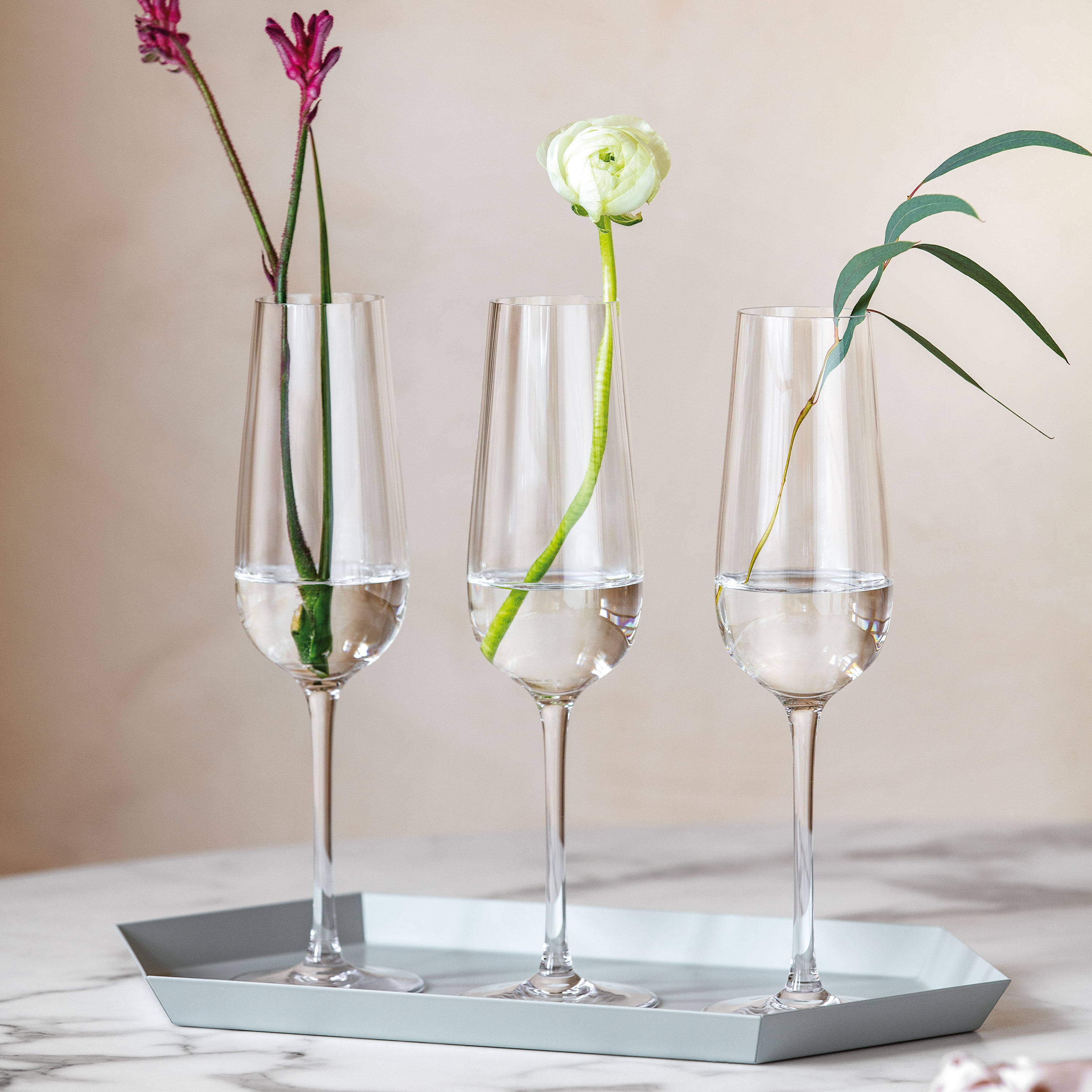 Rose Garden Champagne glass Clear, 4.1 oz, crystal glass