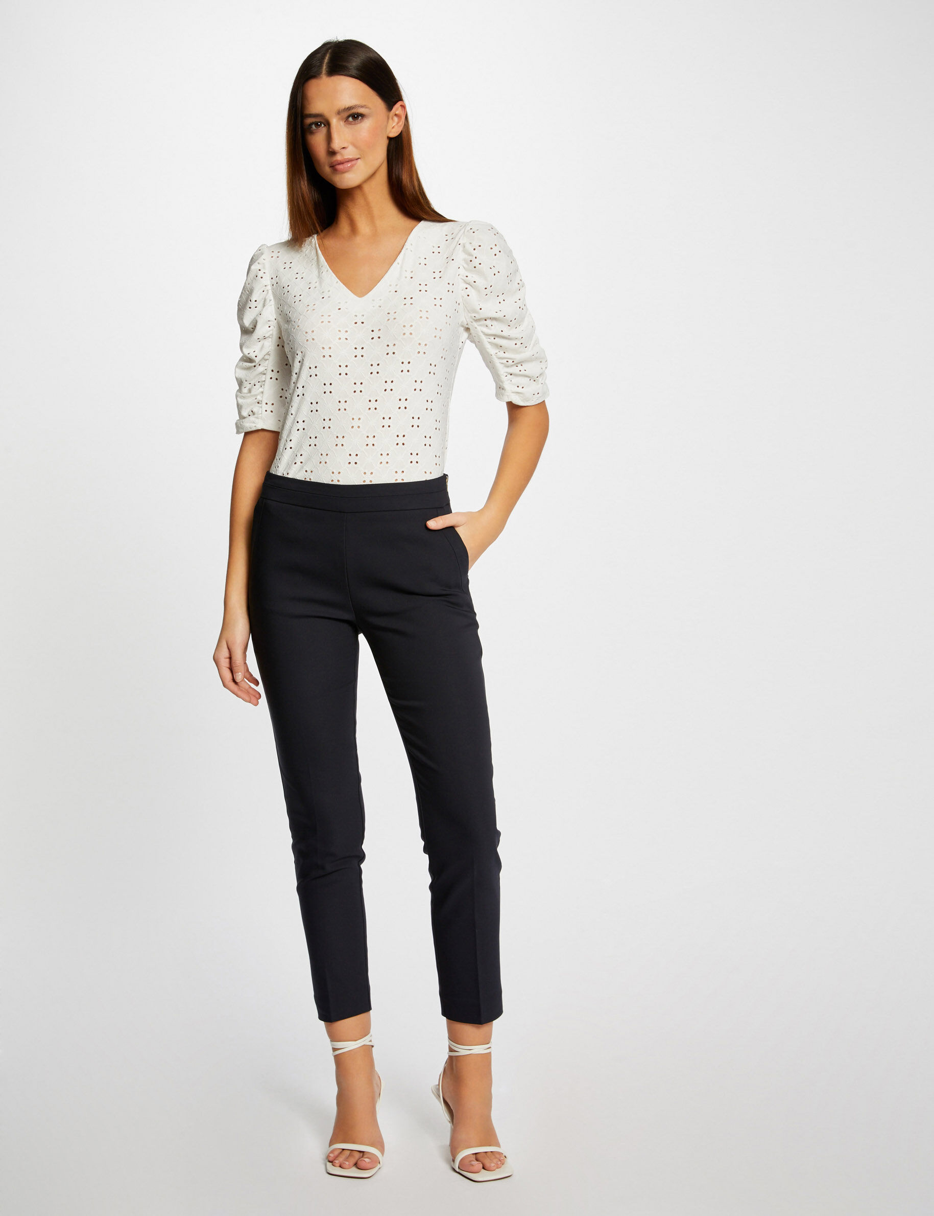 Pantalon cigarette 7/8ème marine femme - marine