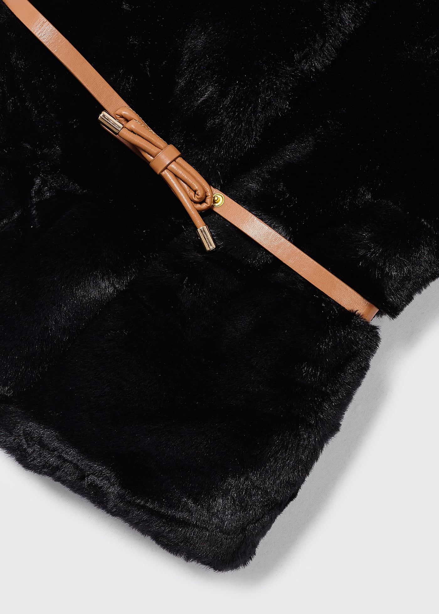 Colete de pele com cinto para meninas