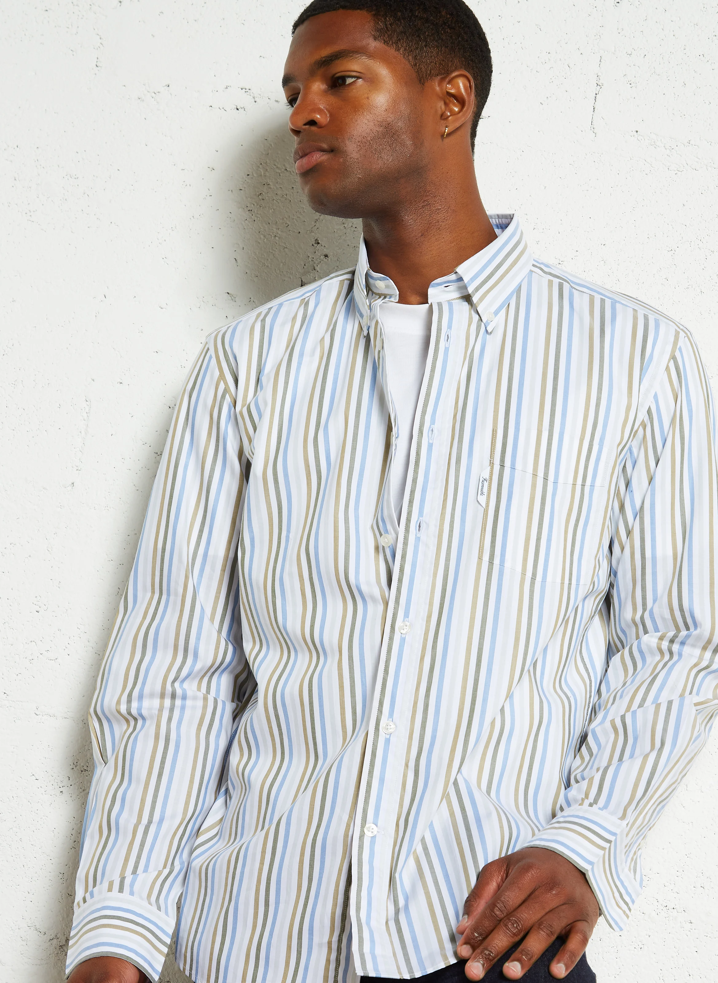 Chemise col classique en coton | Multicolore