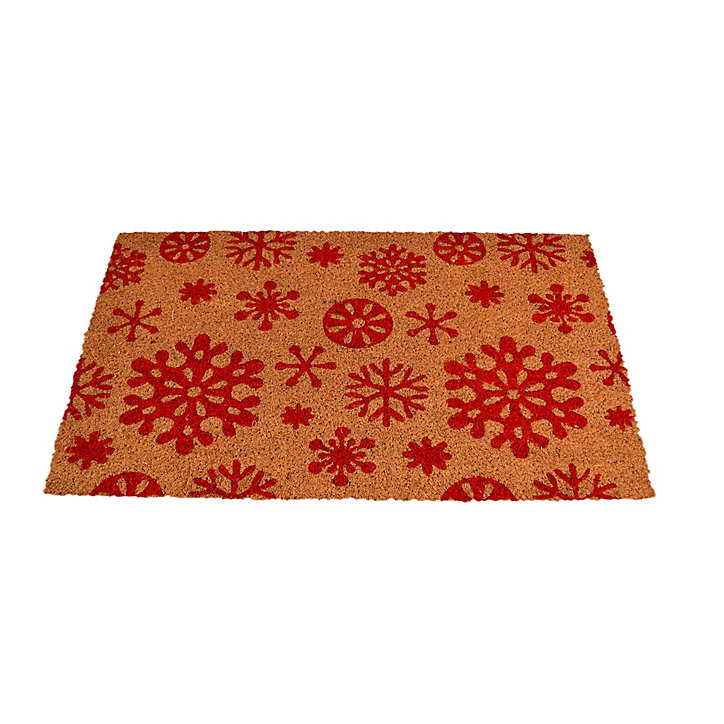 Paillasson de Noël en fibre de coco naturelle à motifs flocons de neige 40 x 60 cm GoodHome