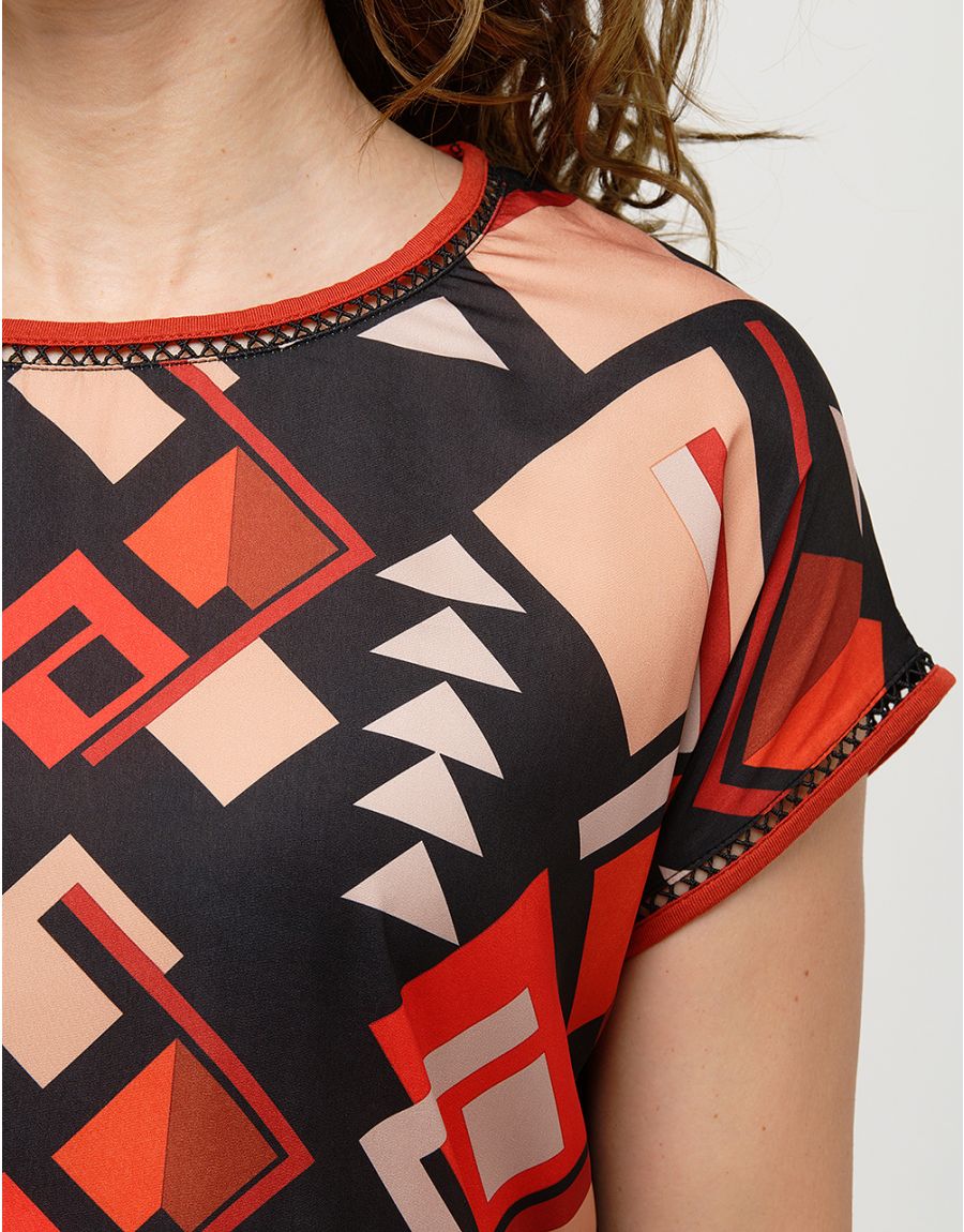 Top fluide motifs oranges