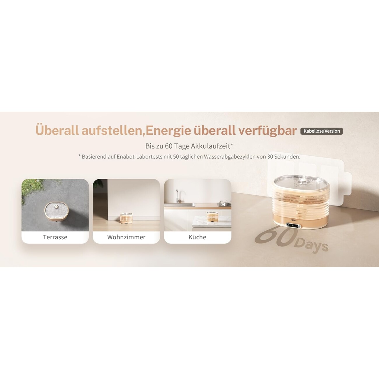 Enabot Katzen Trinkbrunnen Kabellos 2L Volumen Ultraleise mit Bewegungsmelder