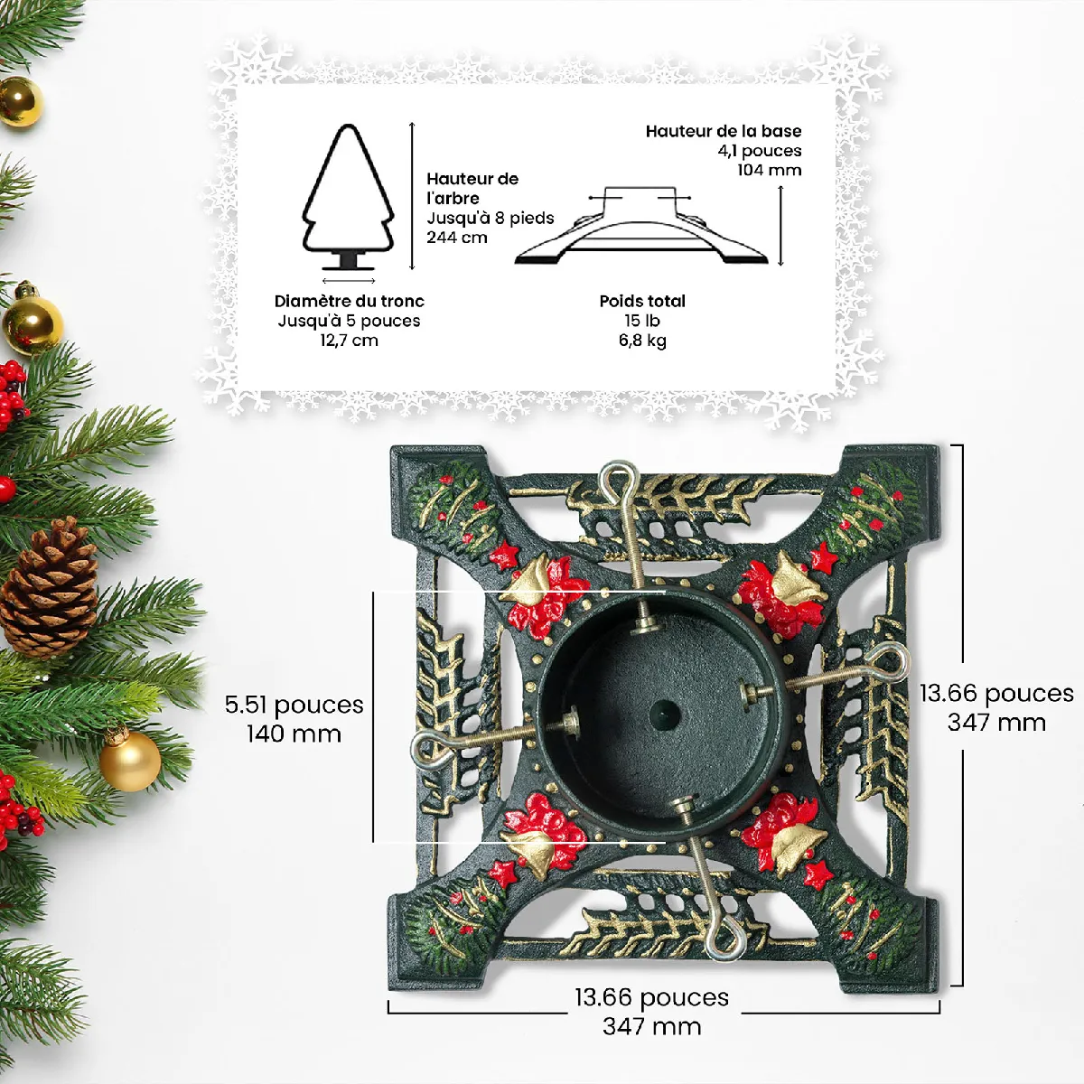 Ventray Support arbre Noël - Motif Noël