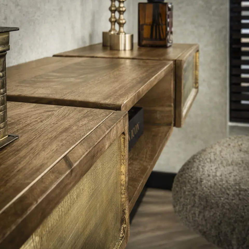 Sidetable Mangohout - 123x30x15cm - Brass