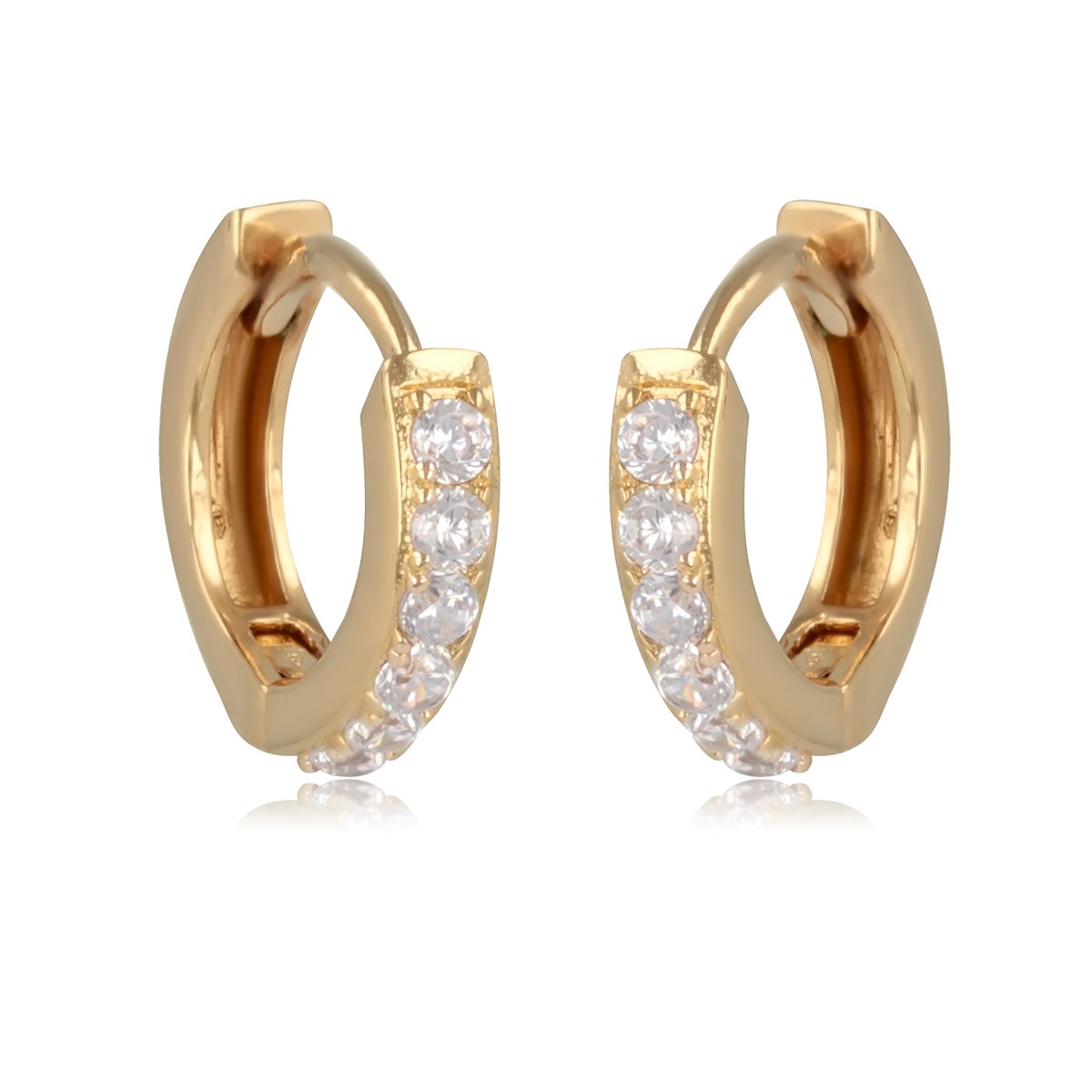 Boucles d'oreille créoles plaqué or avec rang de cubic zirconia 13MM