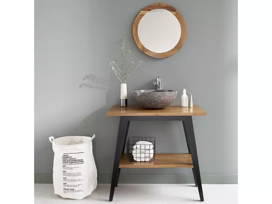 Meuble de salle de bain en teck massif 80 cm