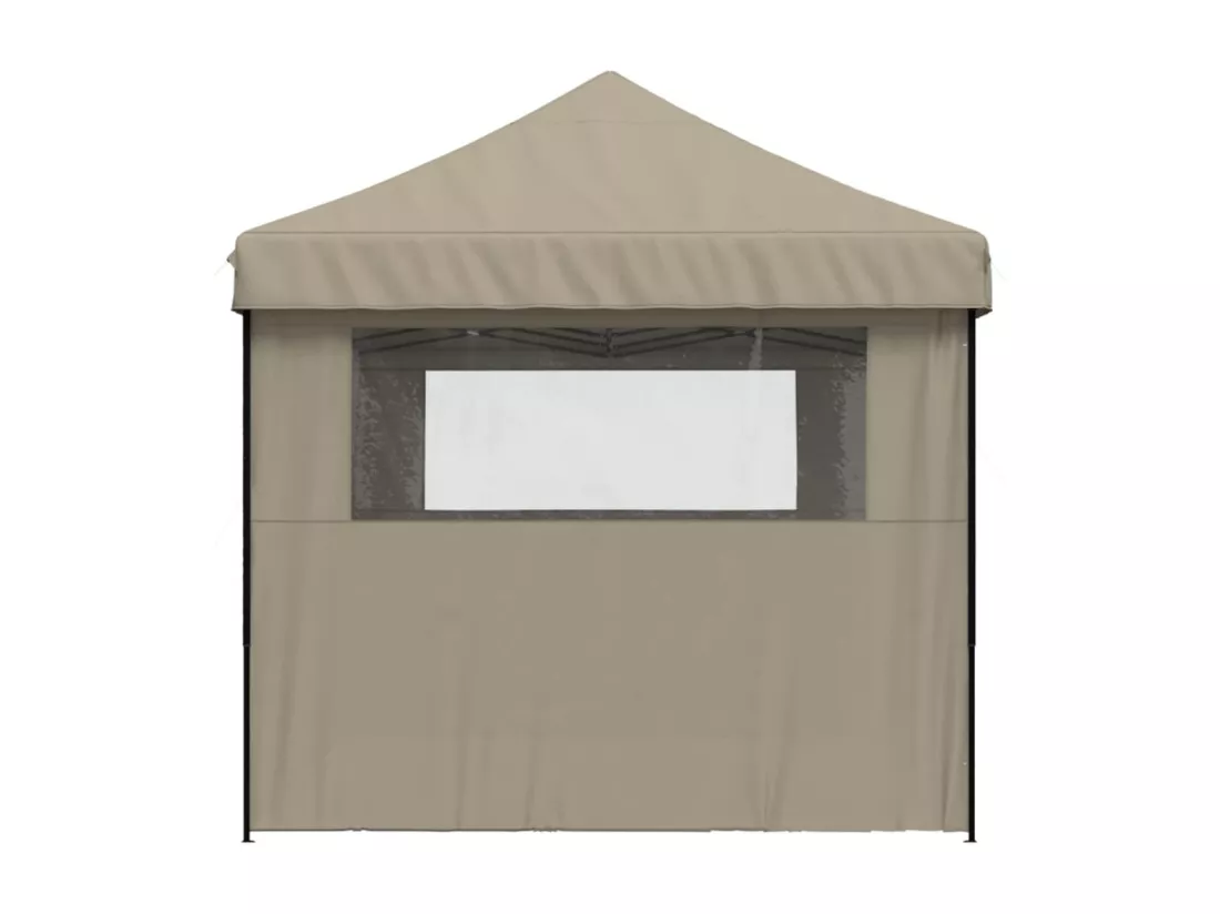 Tente de réception pliable escamotable 3 parois latérales taupe