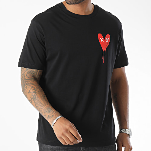 Tee Shirt Oversize Large Heart Series Red Noir