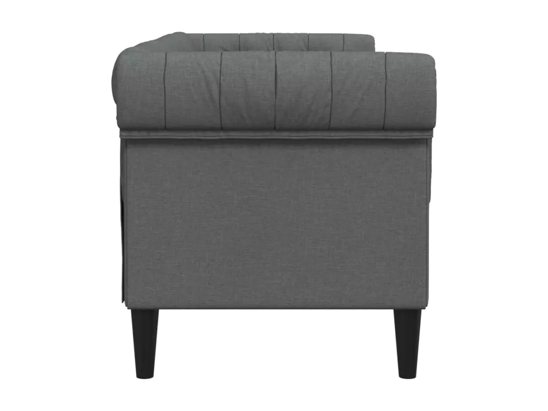 Canapé Chesterfield 2 places gris foncé tissu